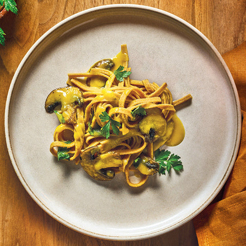 Umami Tagliatelle with Cream of Pumpkin and Mushrooms
