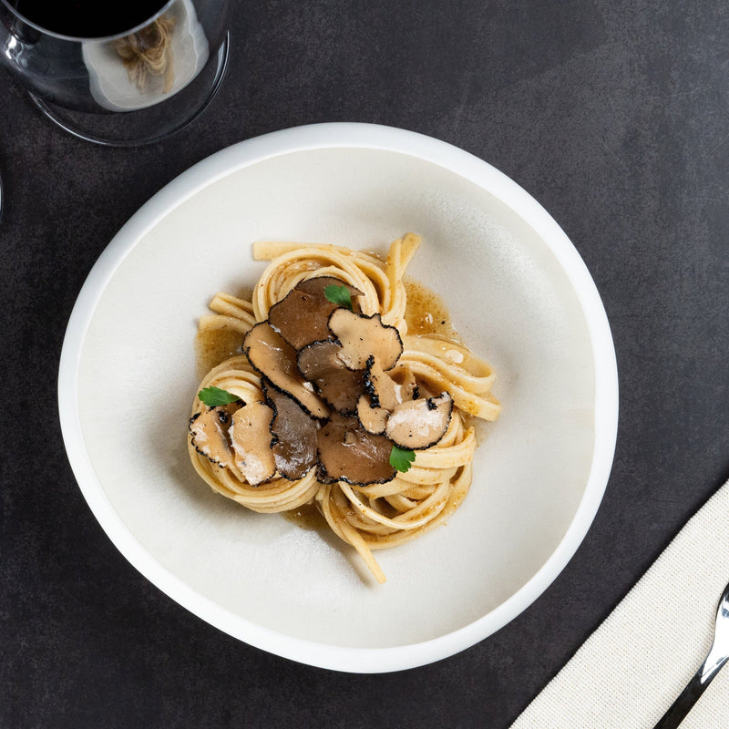 Sourdough Tagliatelle with Porcini Butter, Black Truffle and Parsley