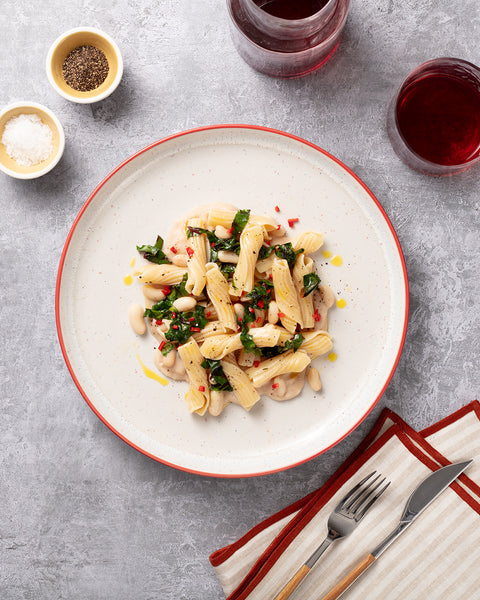 Sourdough Vortici with garlic Swiss Chard and White bean